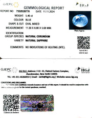 5.46/CT Natural Blue Sapphire with Govt Lab Certificate-8991